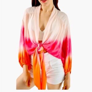 YOUNG FABULOUS & BROKE Kimono Tie Dye Top